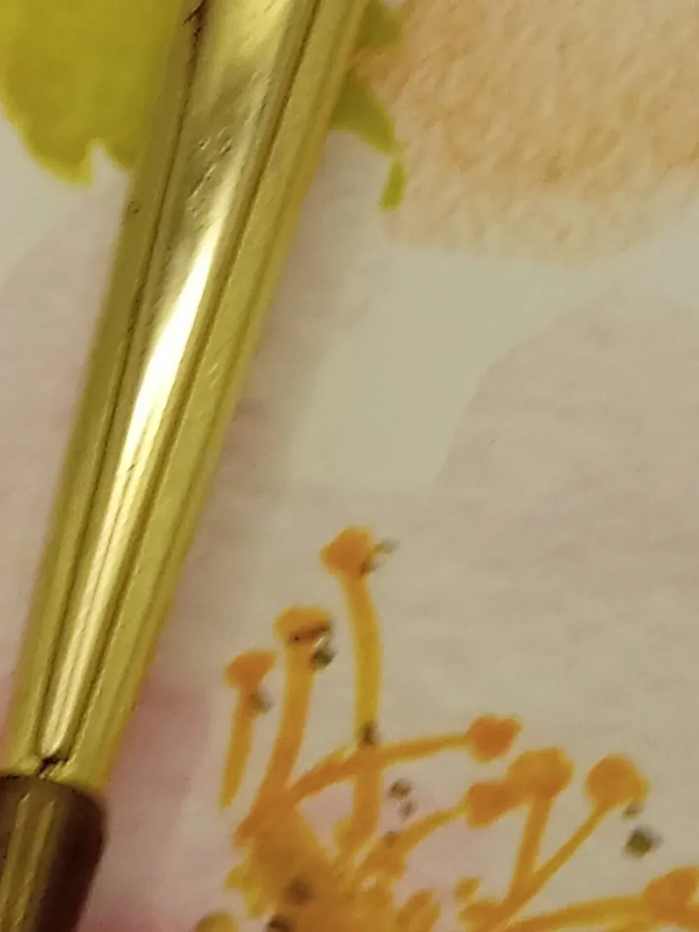 Vintage Vanity Hairbrush Gold Tone Soft Back Orangey Floral Art Deco Boudoir - Picture 13 of 14